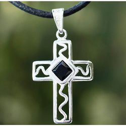 Men's Onyx My Protector Cross Necklace
