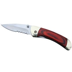 Engraved Classic Folding Pocket Knife with Red Grain Handle