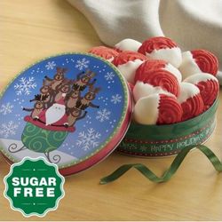 Sugar-Free Dipped Cookies in Holiday Gift Tin