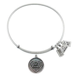 Personalized Wind and Fire Best Friend Charm Bangle Bracelet