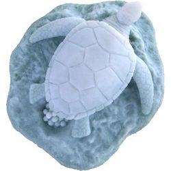 Turtle with Nest Figurine in Fossil Coral