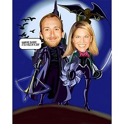 Wizard and Witch Custom Caricature Print
