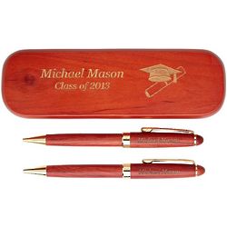 Personalized Rosewood Pen and Pencil Graduation Set