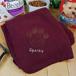 Embroidered Paw Print Pet Blanket
