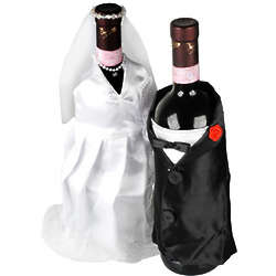 Bride and Groom Wine Bottle Decorations