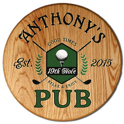 Personalized 19th Hole Barrel Sign