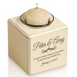 Eternal Love Personalized Wood Block Votive Candle Holder
