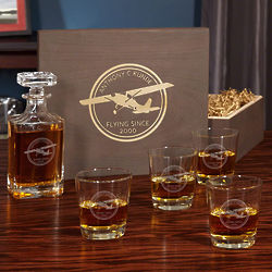 Aviator Personalized Decanter and Rocks Glasses in Box