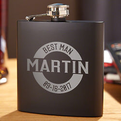 Arlo Matte Black Engraved Flask