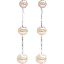 Pink Pearl Drop Earrings in Sterling Silver