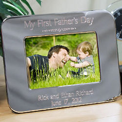 5x7 Engraved First Fathers Day Silver Picture Frame