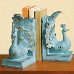 Gilded Peacock Bookends