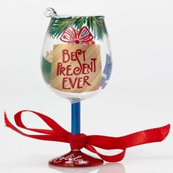Best Present Ever Mini Wine Glass Ornament