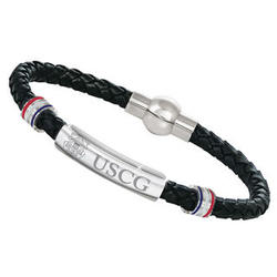 US Coast Guard Leather and Steel Bracelet