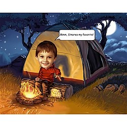 Camping Out Personalized Caricature