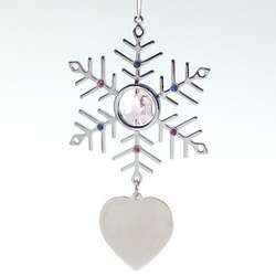 Personalized Pink Crystal and Silver Snowflake Ornament