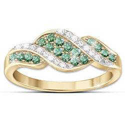 Rare Elegance Green and White Diamond Ring