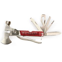 Personalized Multi-Tool with Hatchet Hammer and Wood Grip