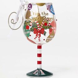 Tis the Season Mini Wine Glass Ornament