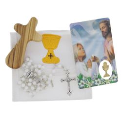 Girl's First Communion Olive Wood Cross Gift Set