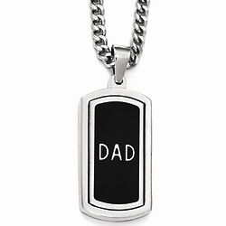 Stainless Steel and Enamel Reversible Dad Necklace