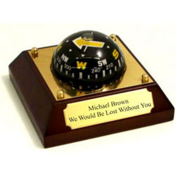 Desk Compass with Brass Name Plate