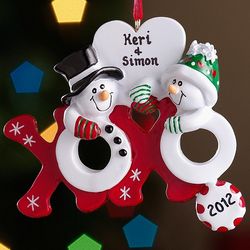 Personalized Hugs and Kisses Snowman Couple Ornament