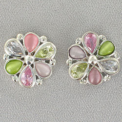 Cubic Zirconia and Gem Cluster Earrings