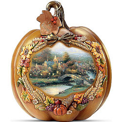 Thomas Kinkade Give Thanks Illuminated Pumpkin Table Centerpiece