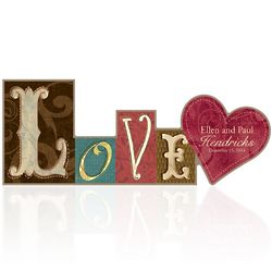 Love Word Personalized Wooden Block Sign