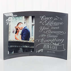 Personalized Once In A Lifetime Curved Glass Wedding Photo Print