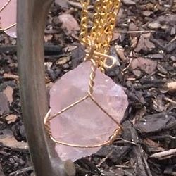 Raw Rose Quartz Crystal Necklace