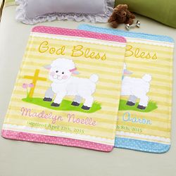 Personalized Sweet Blessings Christening Lamb Blanket
