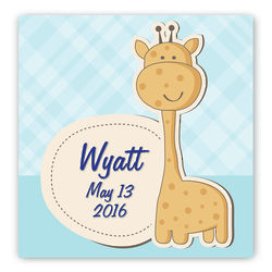 Personalized Baby Giraffe Graphic Canvas Sign for Boys