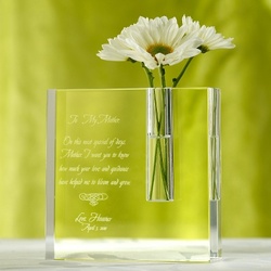 To My Mother Clear Crystal Bud Vase