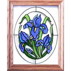 Floral Painted Stained Glass Window