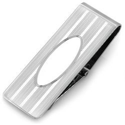 Sterling Silver Engine Turned Hinged Money Clip