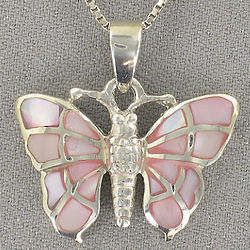 Mother of Pearl and Sterling Silver Heart Pendant