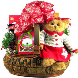 Cindy Socks Teddy Bear and Sweets Christmas Gift Basket
