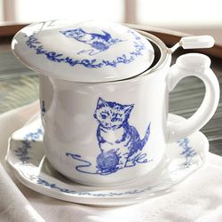 Pretty Kitty Covered Teacup and Saucer