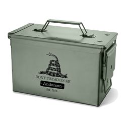 Gadsen Flag Accented Personalized Metal Ammunition Box