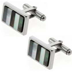 Mother Of Pearl Black and White Stripe Cufflinks