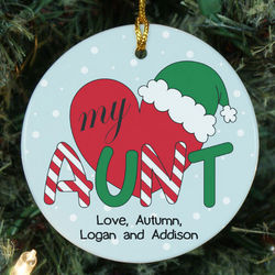 Personalized Ceramic Heart My Aunt Ornament