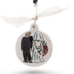 Hand-Painted Bride and Groom Christmas Ornament