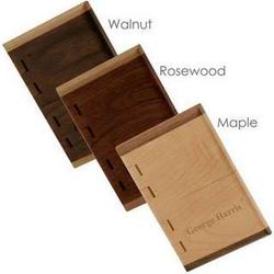 Engraved Natural Wood Business Card Case