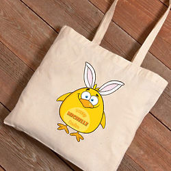 Personalized Chick with Bunny Ears Easter Tote