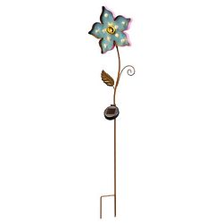 Solar Lighted Metal Flower Yard Stake with Butterfly