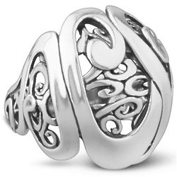 Swirling Design Signature Sterling Silver Ring