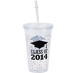 Class of 2014 Printed Tumbler with Straw