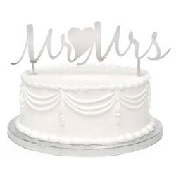 Mr. and Mrs. Nickel-Plated Cake Topper